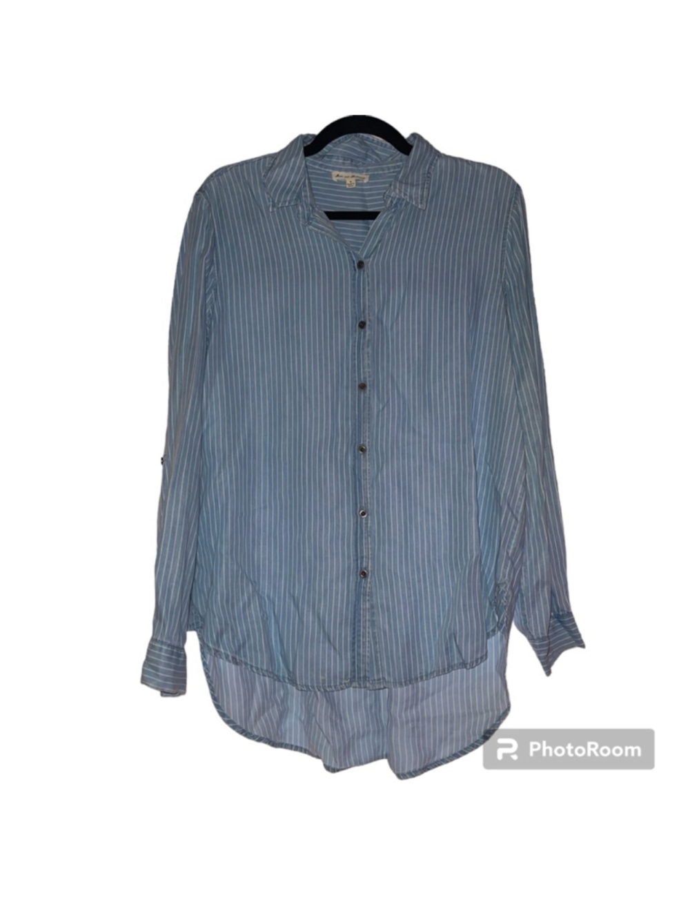 Jane & Delancey Blue & White Pinstripe Button-Up Shirt - Women’s Medium - EUC